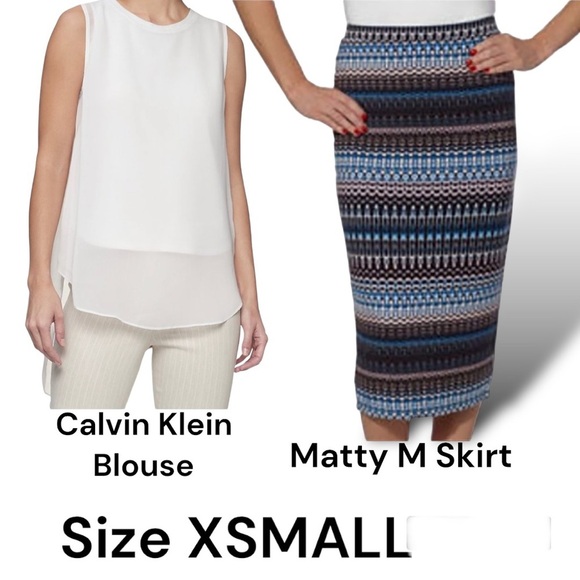 2 Piece Outfit CALVIN KLEIN Sleeveless Top AND Matty M Tube Skirt  Size XS - Picture 1 of 13